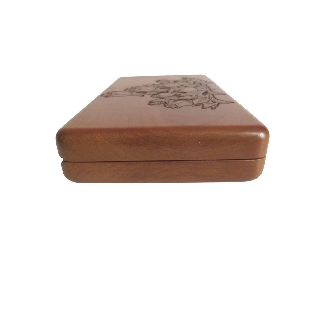Wilderness Woods Wooden Jewelry‎ Trinket Storage Box Engraved Rose Design USA